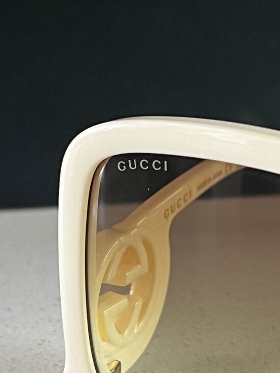 Gucci Interlocking-G GG1326S 002 oversize-frame cream sunglasses main image 9